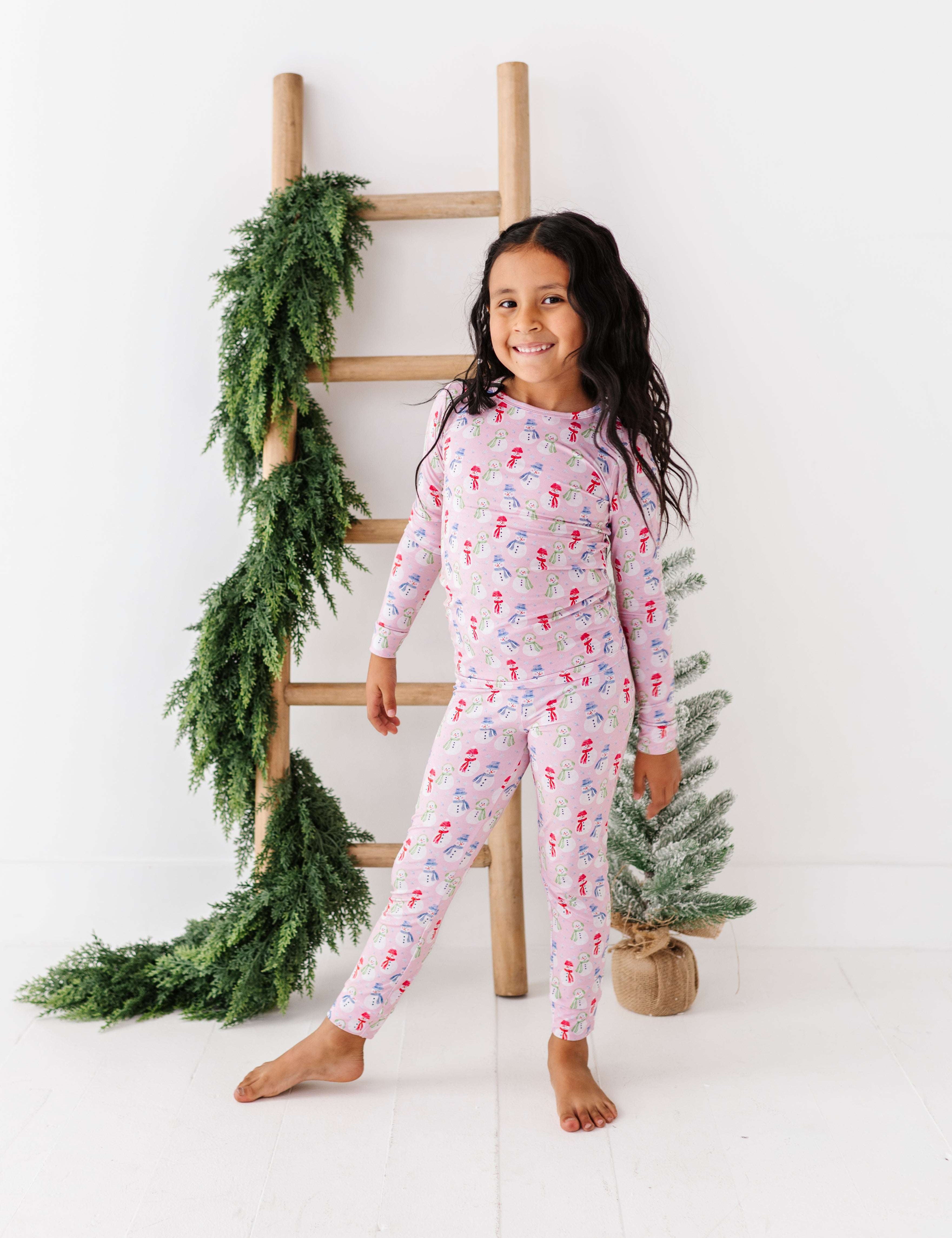 Pink Snowman Two Piece Pajama Set
