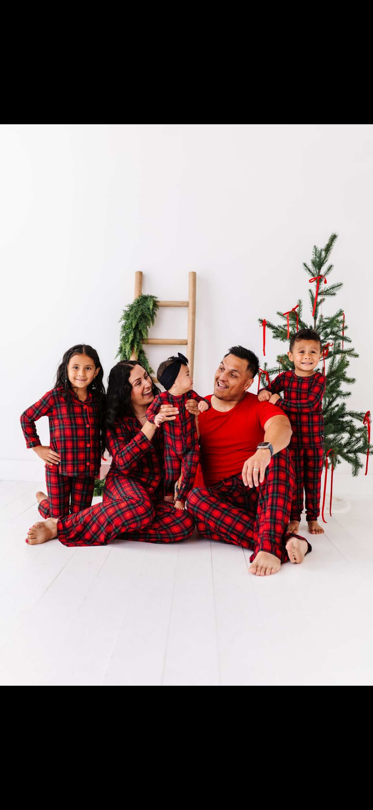 Classic Red Plaid Ribbed Women's Flare Set