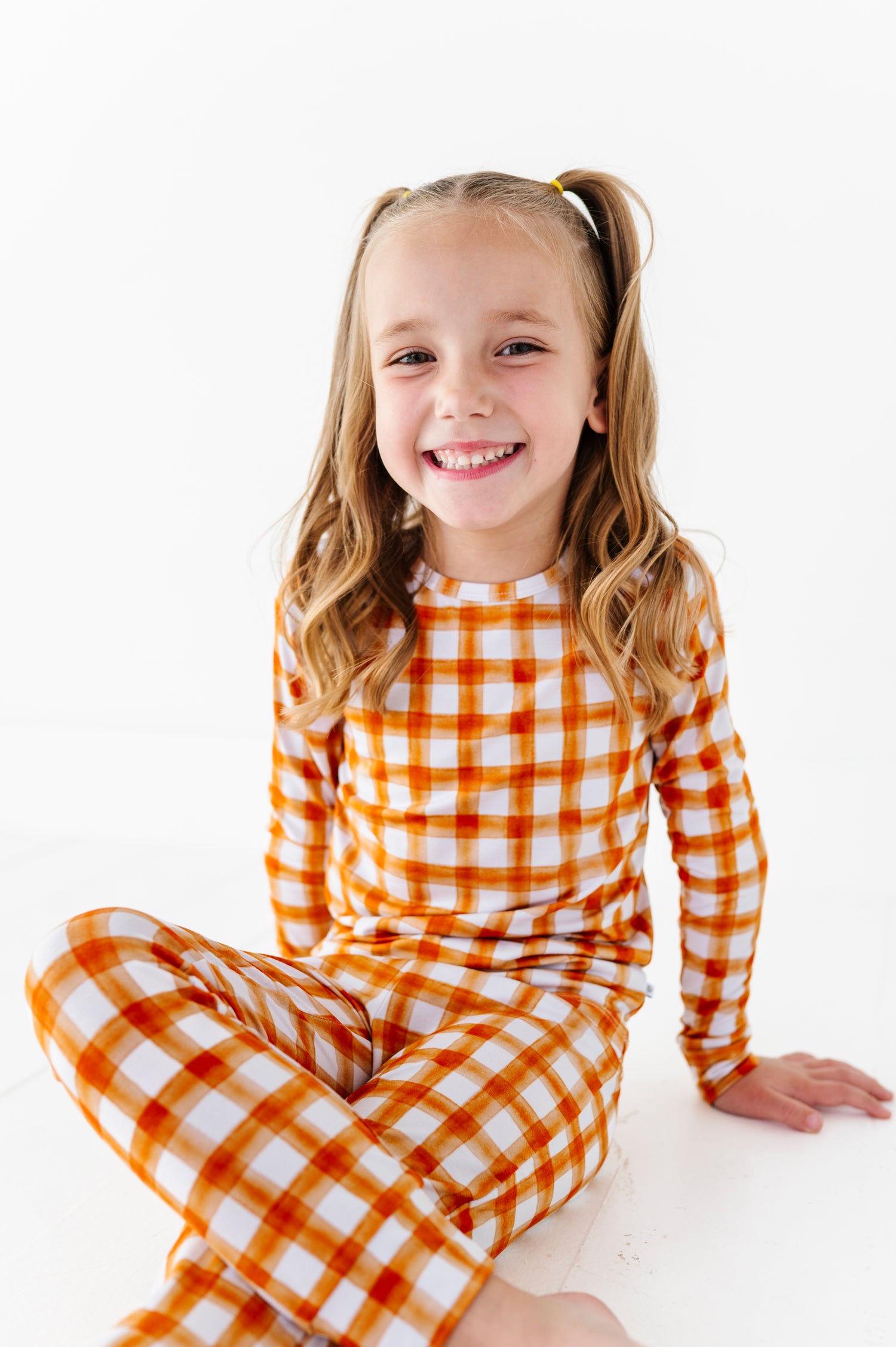Orange Gingham Two Piece Pajama Set