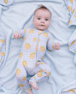 Blue Gingham Pumpkin Convertible Onesie