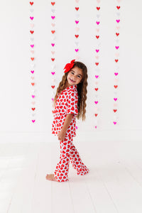 Red Affirmation Heart Girls Flare Lounge Set