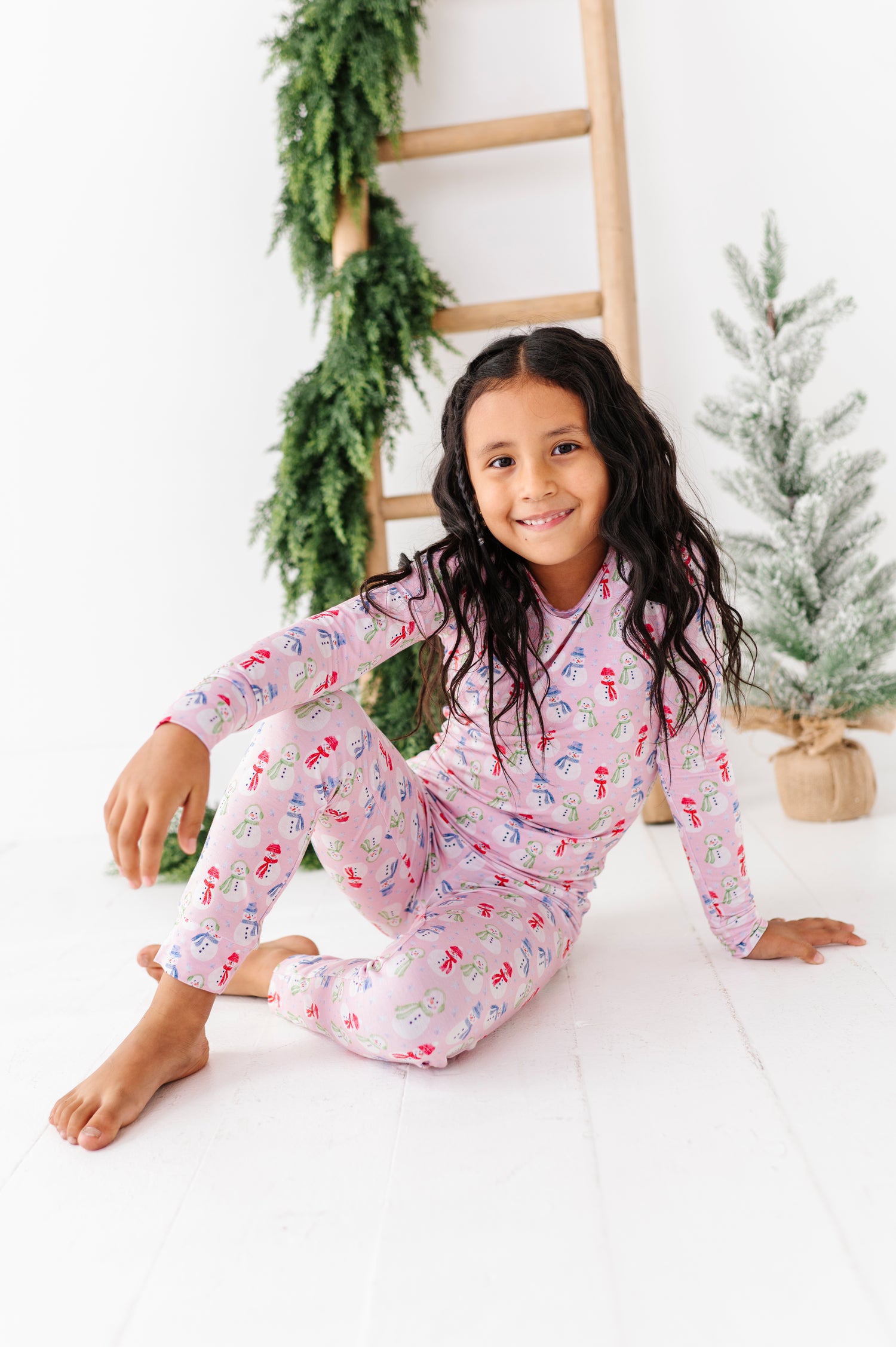 Pink Snowman Two Piece Pajama Set