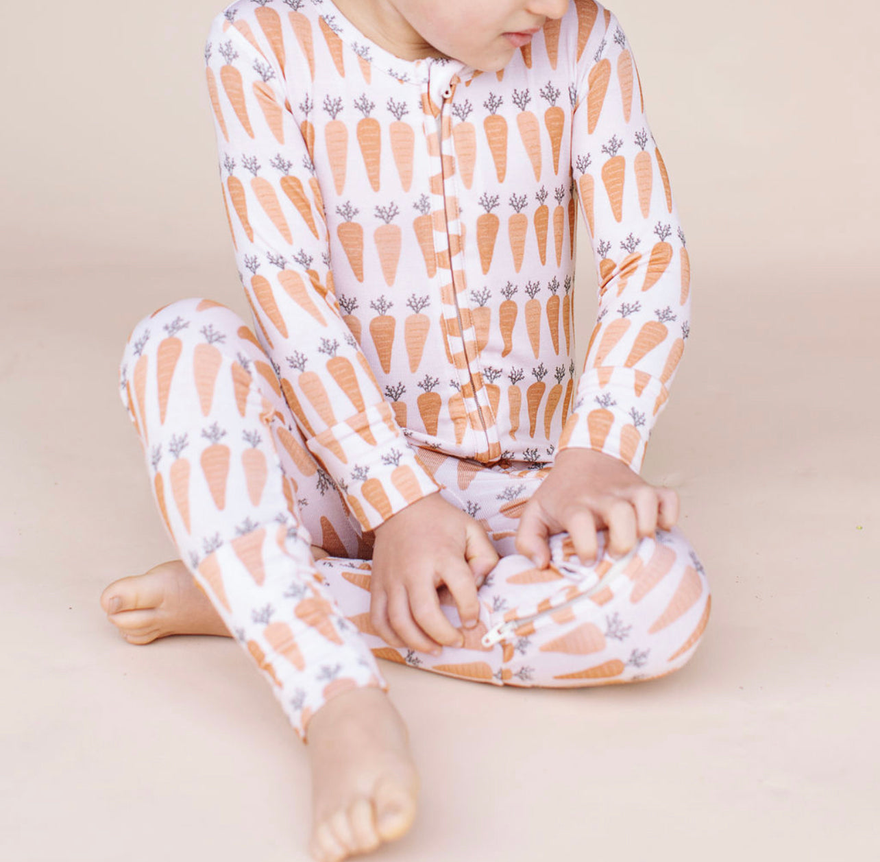 Neutral Carrot Convertible Footed Onesie