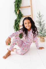 Pink Snowman Two Piece Pajama Set