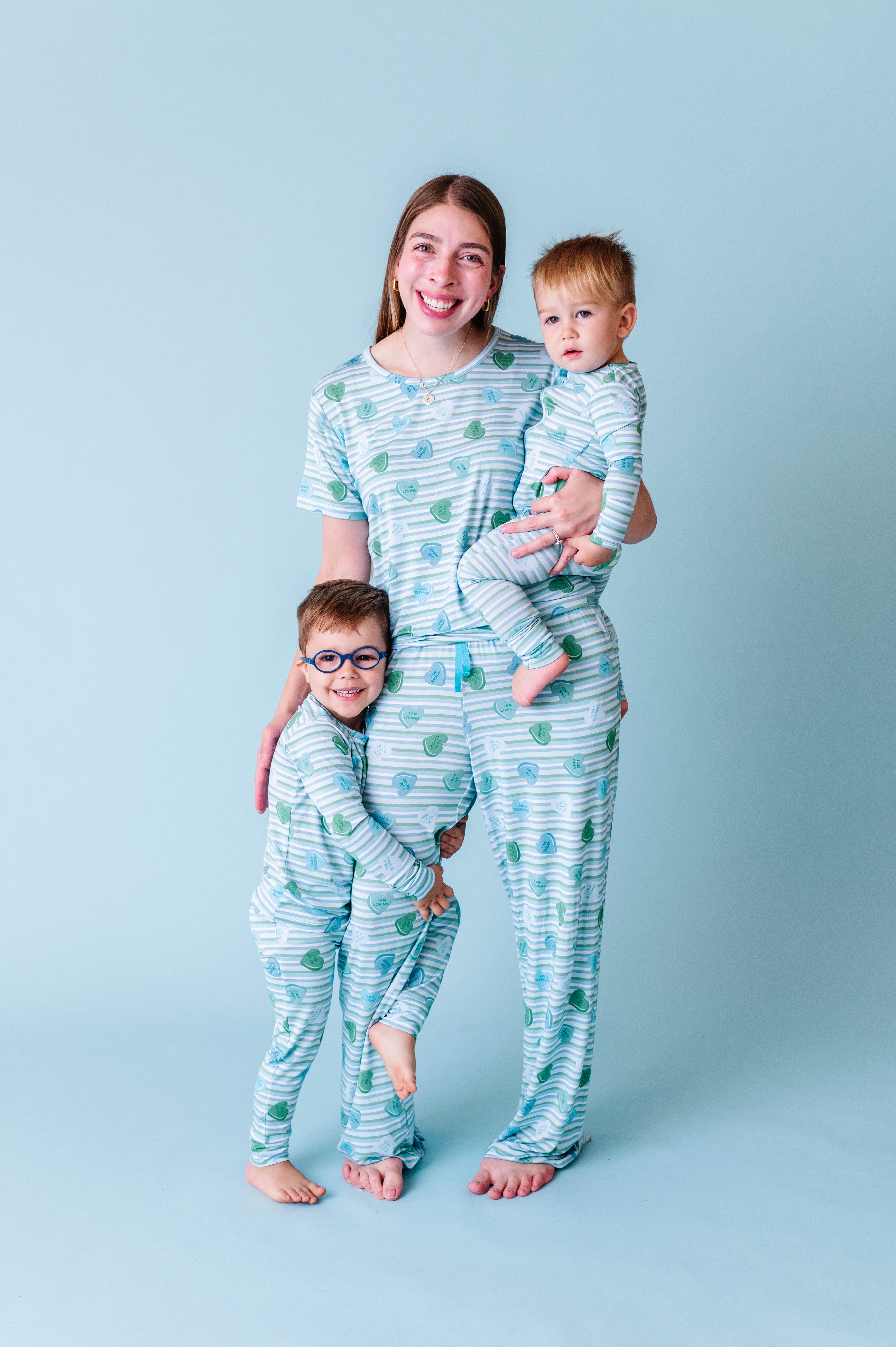 LPC X Daryl-Ann Denner Blue Stripe Affirmation Heart Two Piece Pajama Set - PREORDER Ships in January
