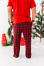 Classic Red Plaid Ribbed Men's Set