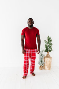 Red Plaid Mens Pajama Set