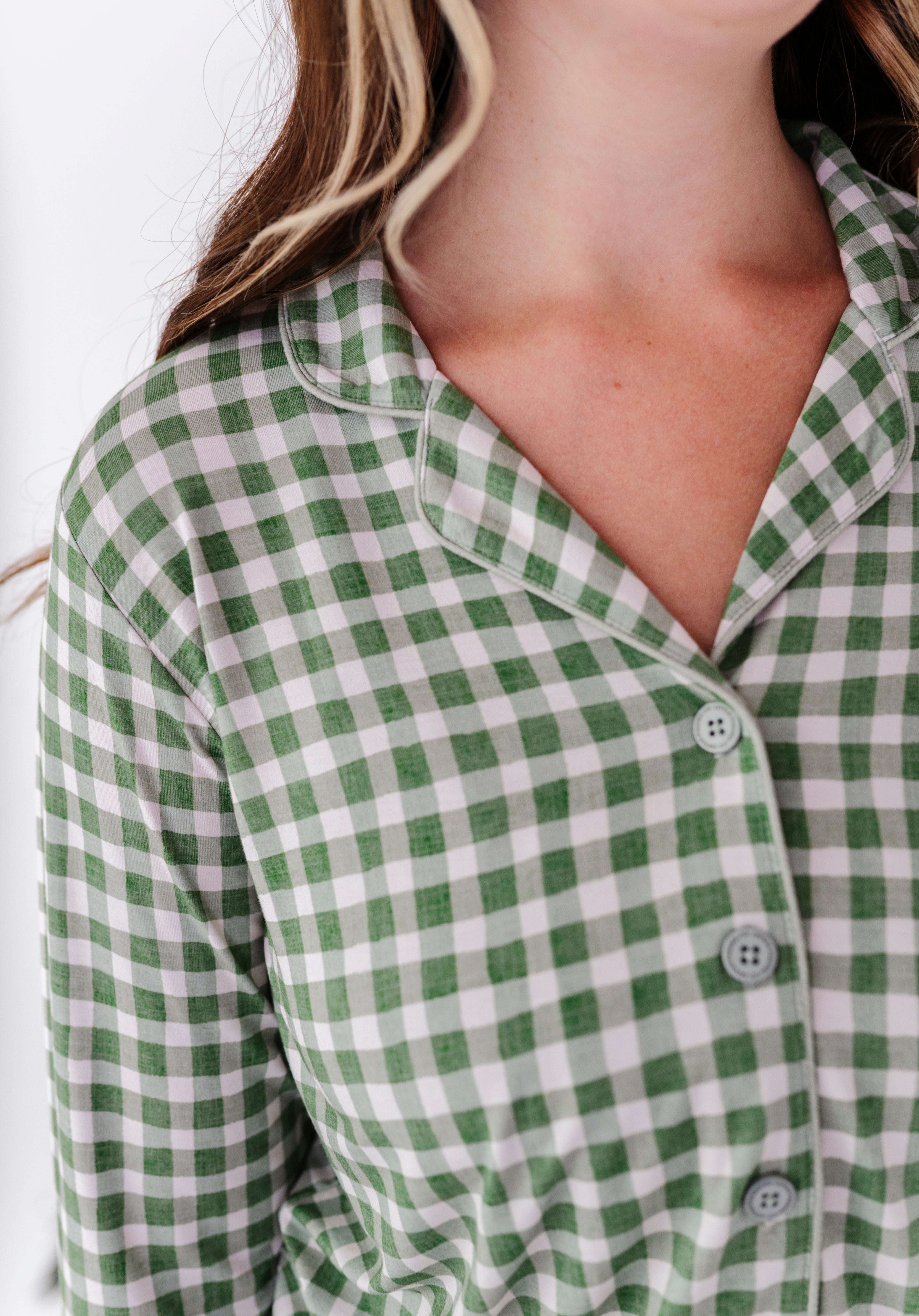Green Gingham Women's Flare Set