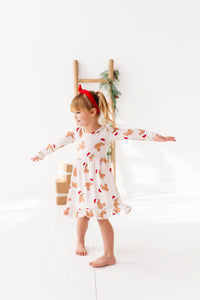 Santa Bear Girls Twirl Dress