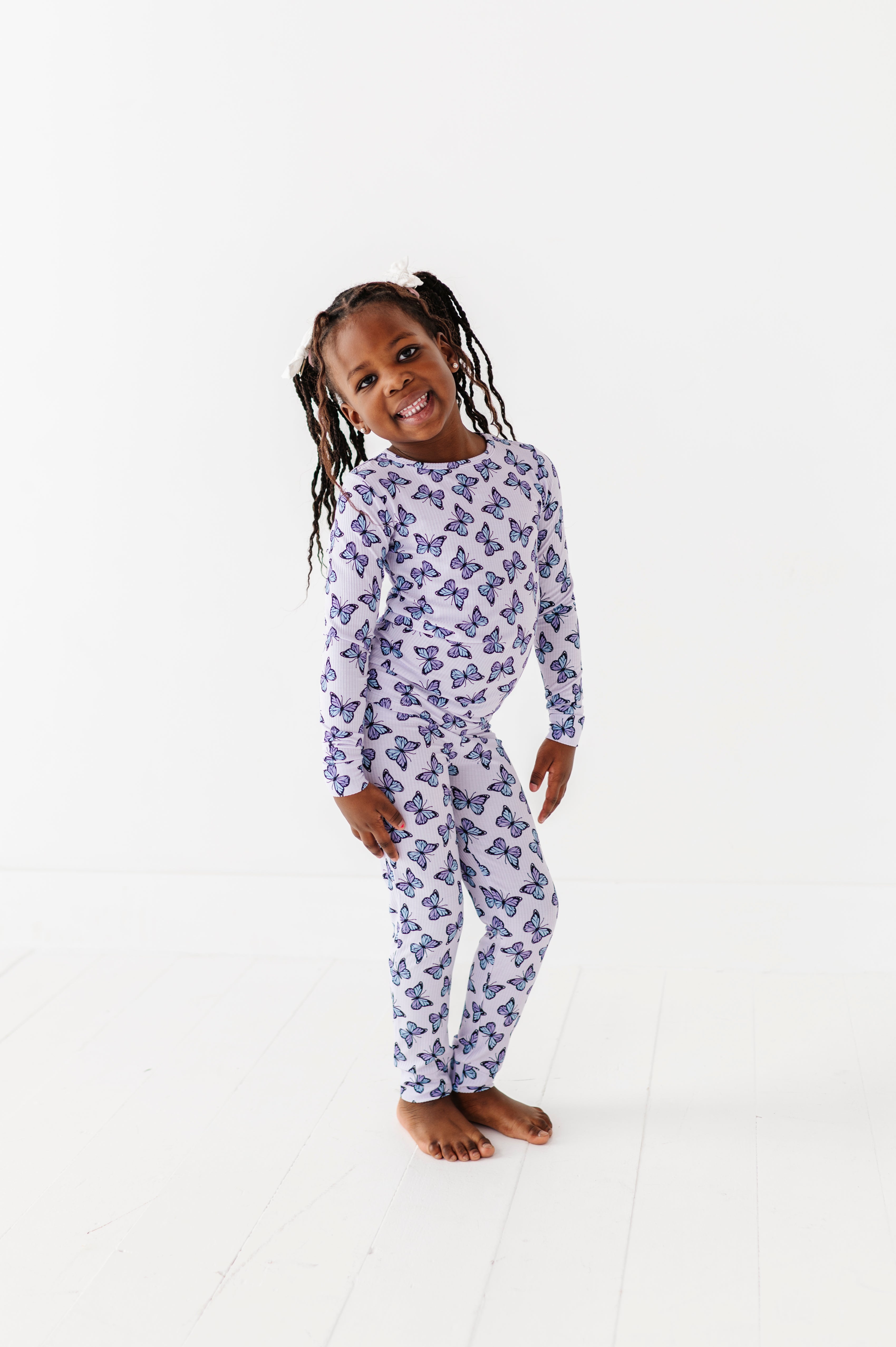 Purple Butterfly Two Piece Pajama Set