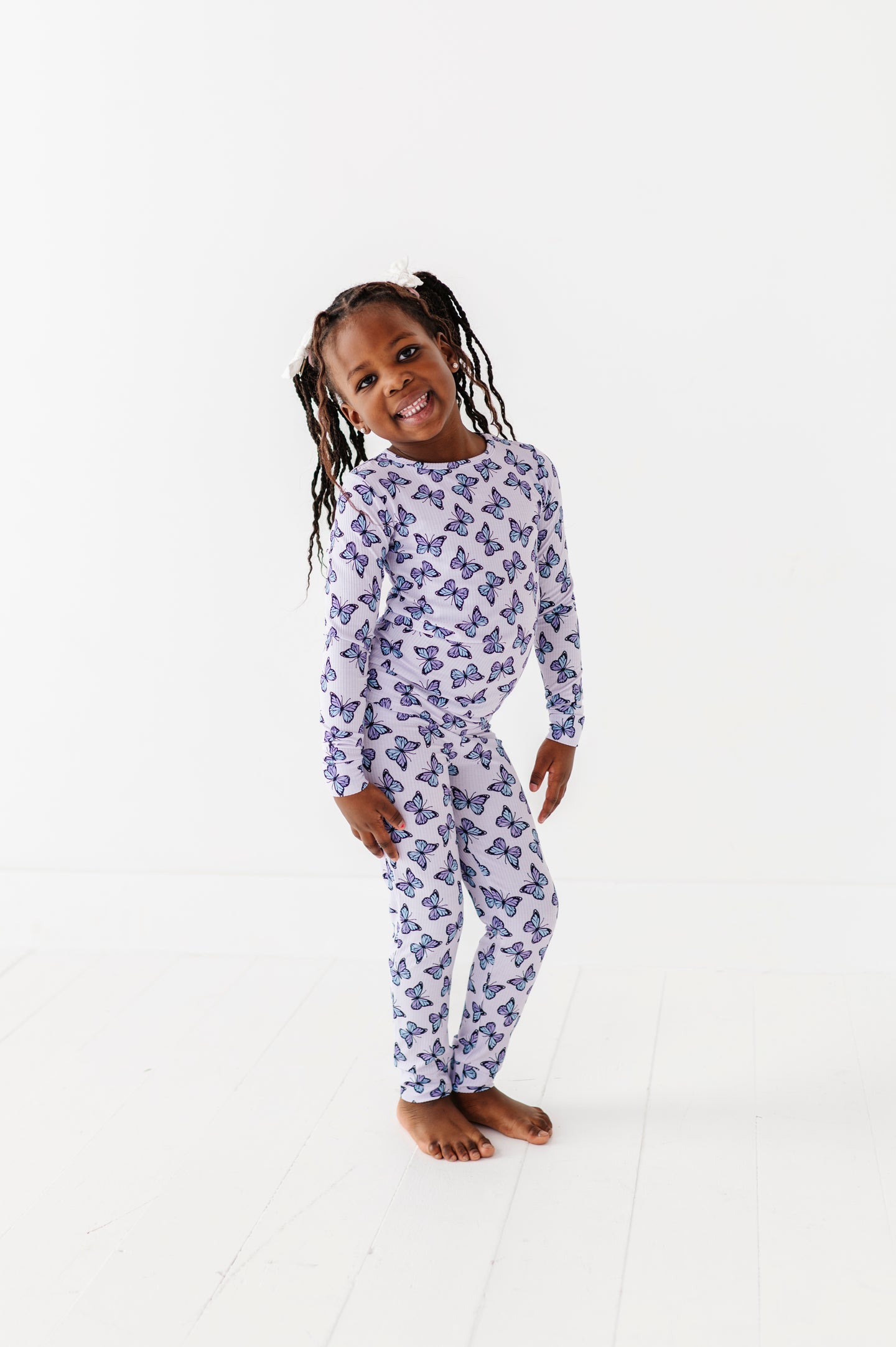 Purple Butterfly Two Piece Long Set
