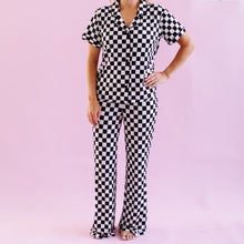 Load image into Gallery viewer, Black and White Checks Womens Pajama Set
