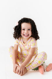 Chick Pink Gingham Short Sleeve Long Pant