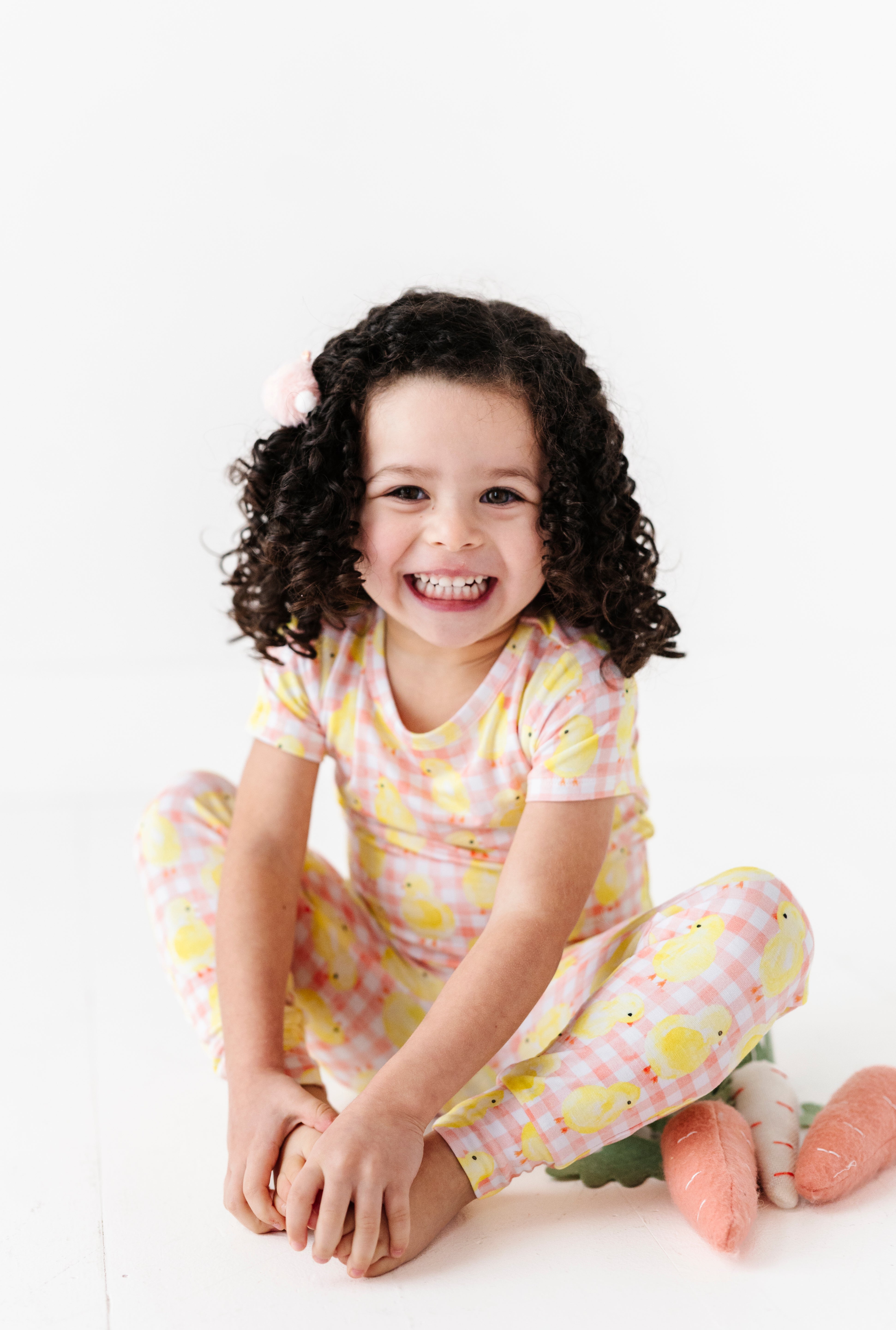 Chick Pink Gingham Short Sleeve Long Pant