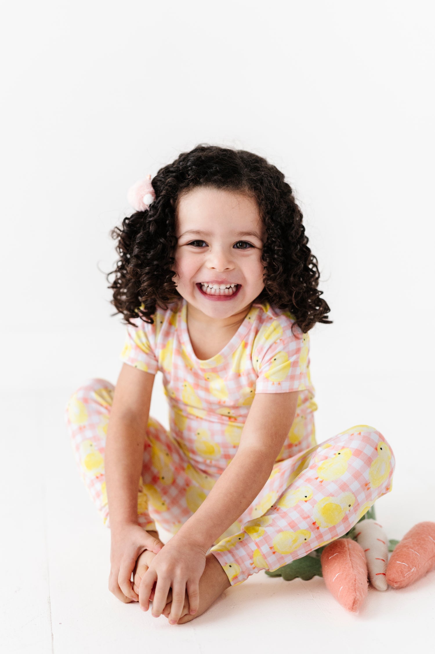 Chick Pink Gingham Short Sleeve Long Pant