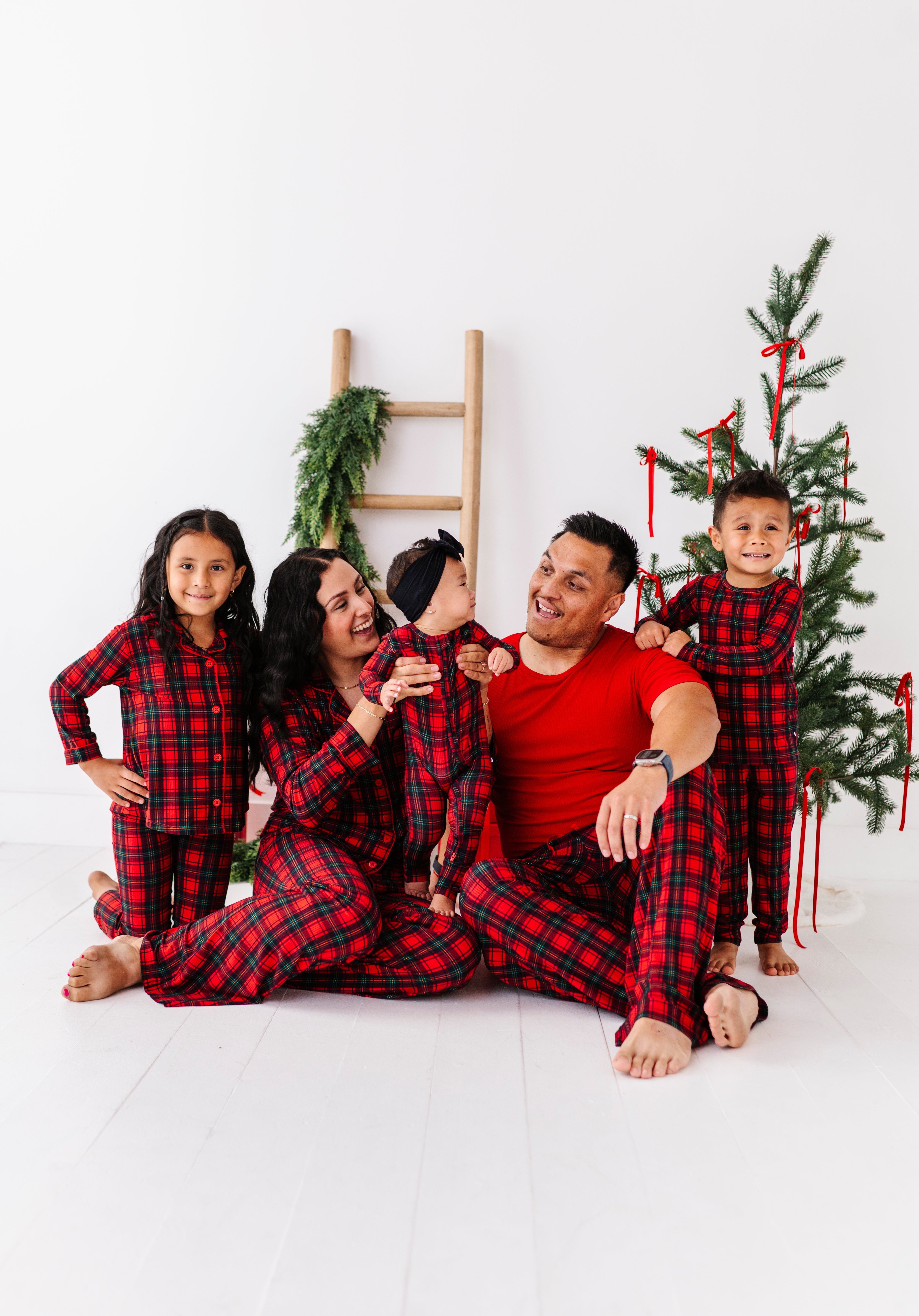 Classic Red Plaid Ribbed Men's Set