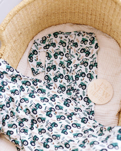 Green Tractor Convertible Onesie
