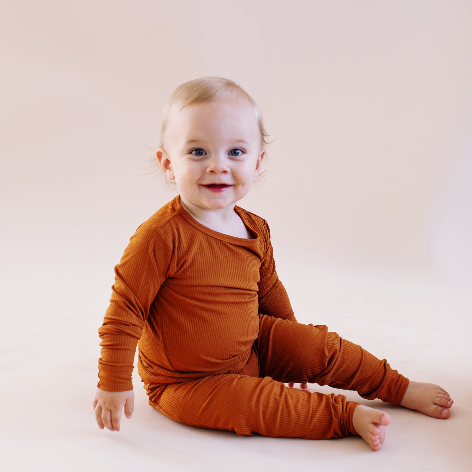 Rust Ribbed Two-Piece Pajama Set