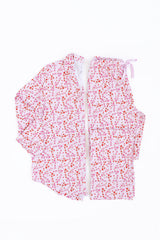 Pink Candy Cane Women's Button Down Pajama Set