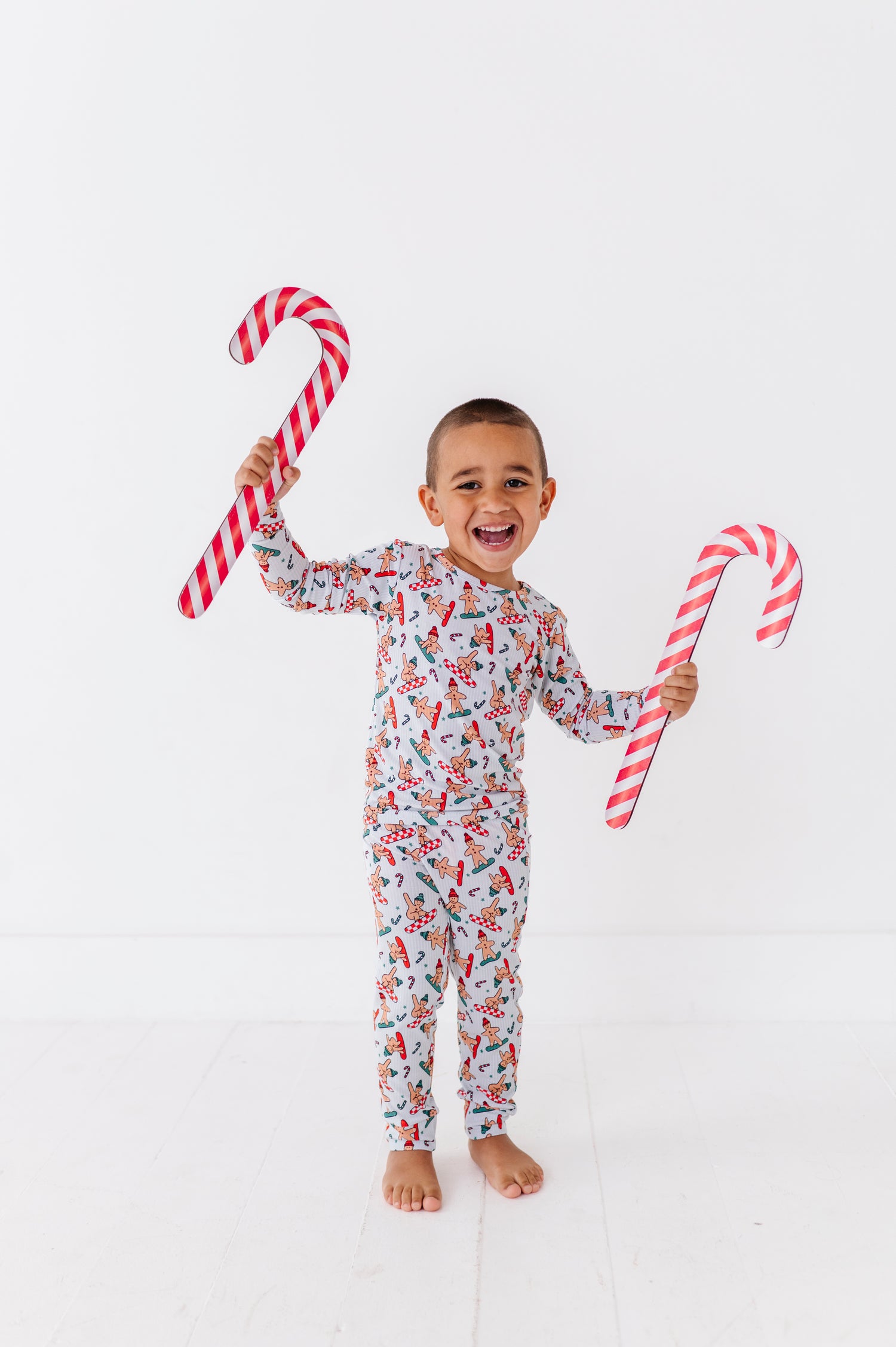 Snowboarding Gingerbread Two Piece Pajama Set