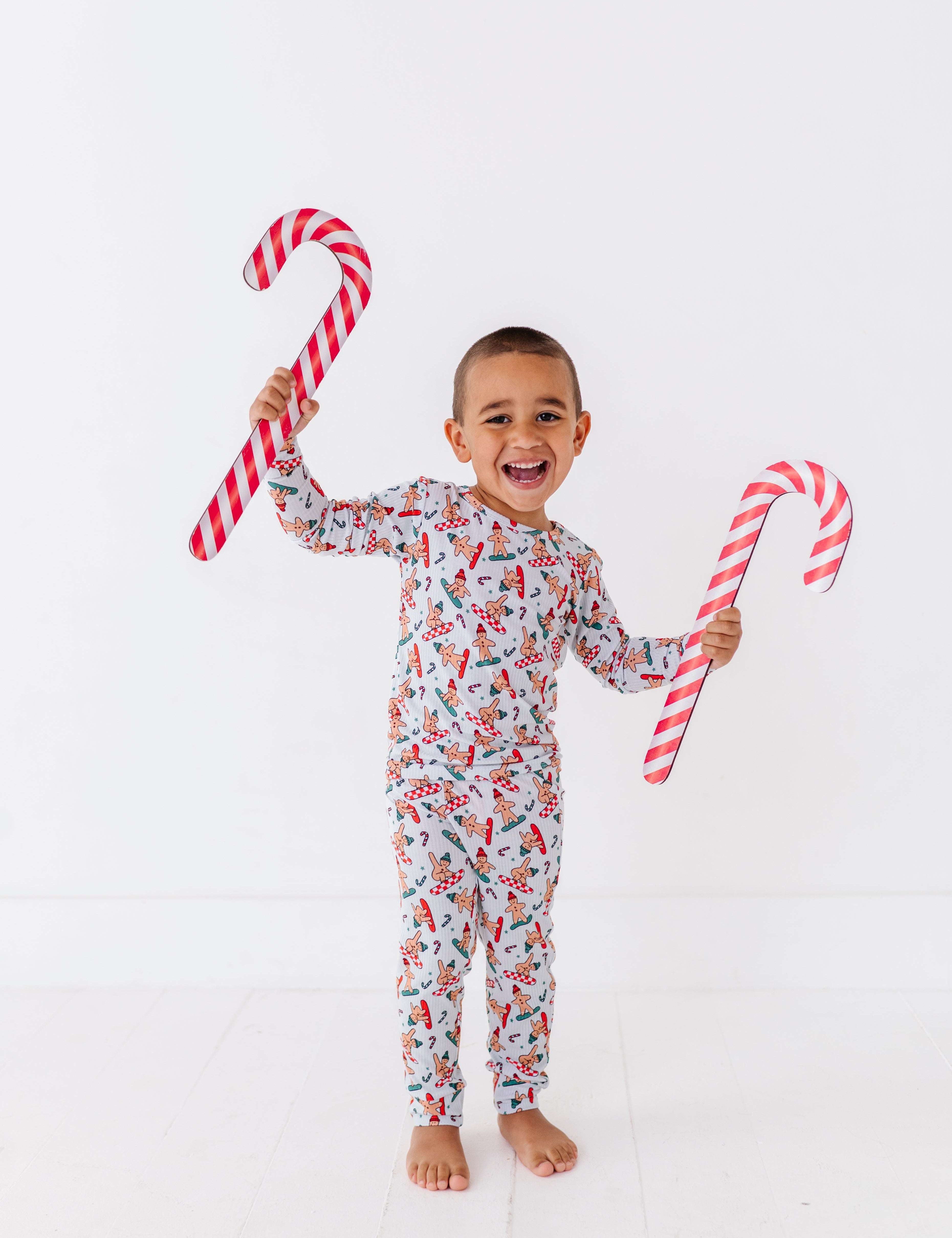 Snowboarding Gingerbread Two Piece Pajama Set