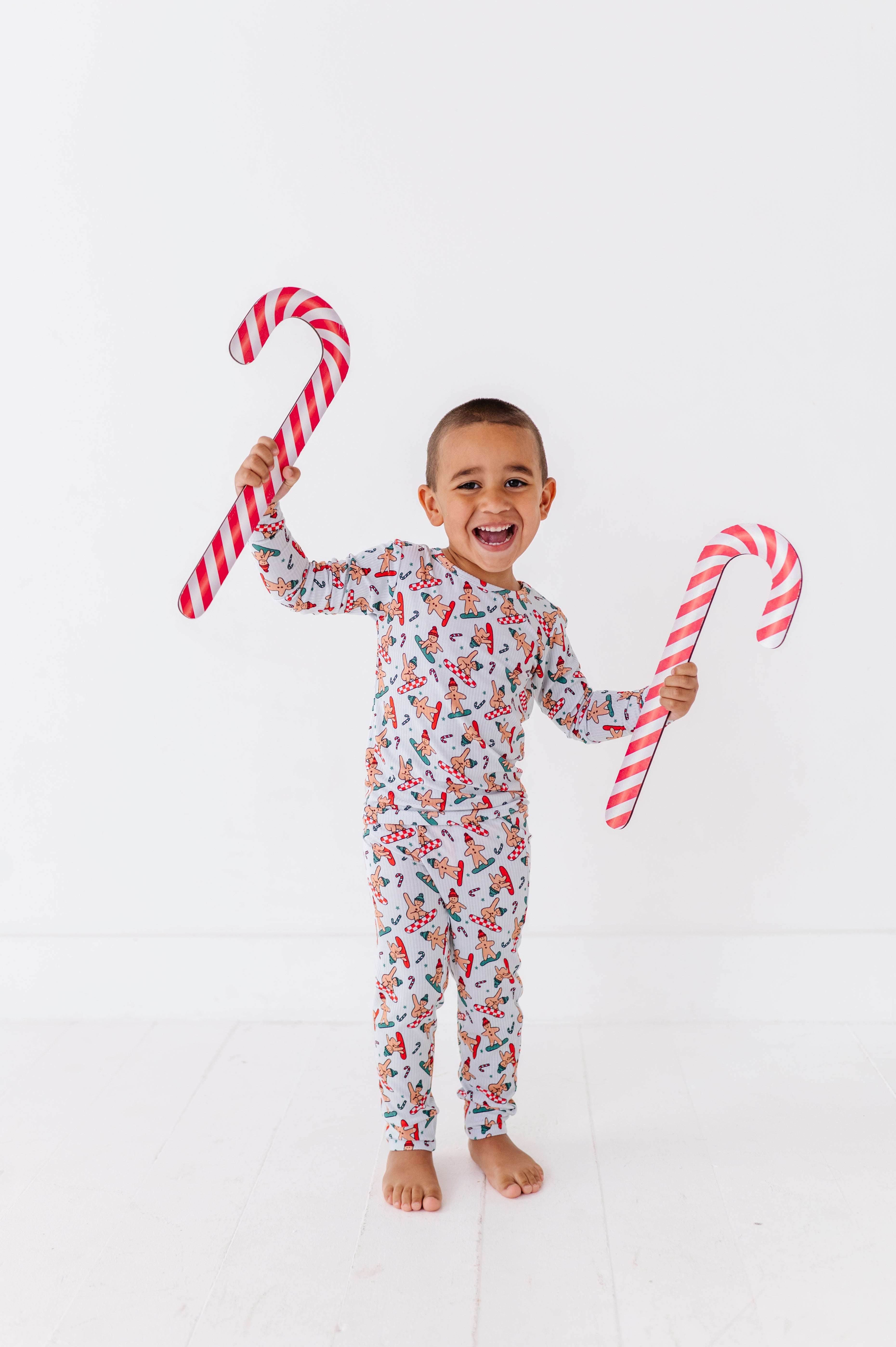 Snowboarding Gingerbread Two Piece Pajama Set
