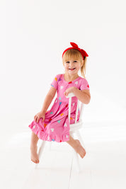 Colorful Hearts Ribbed Twirl Dress