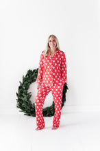 Load image into Gallery viewer, Women’s Red Santa Button Down Pajama Set
