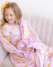 Pink Gingham Pumpkin Plush Blanket
