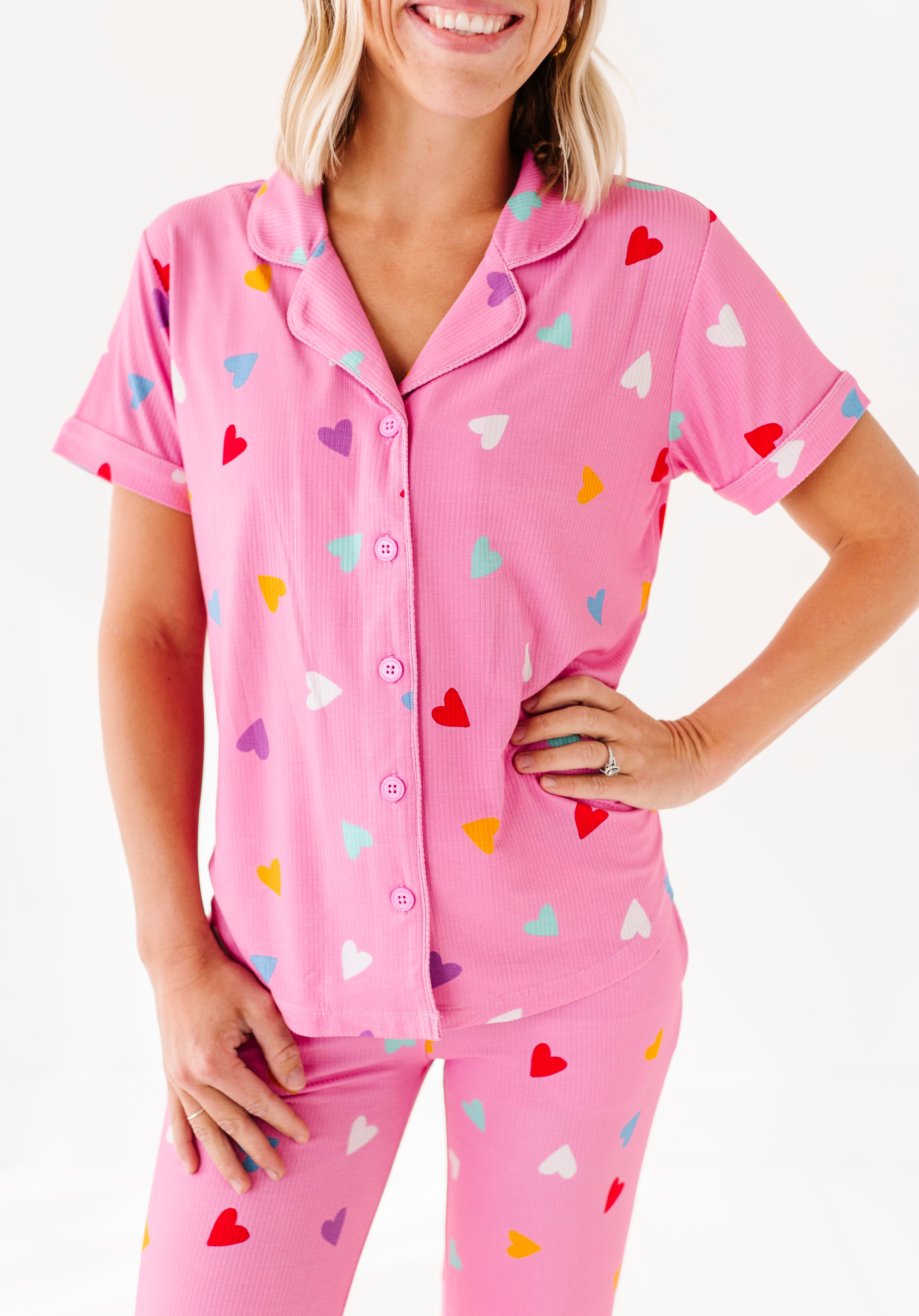 Colorful Hearts Ribbed Women's Flare Set