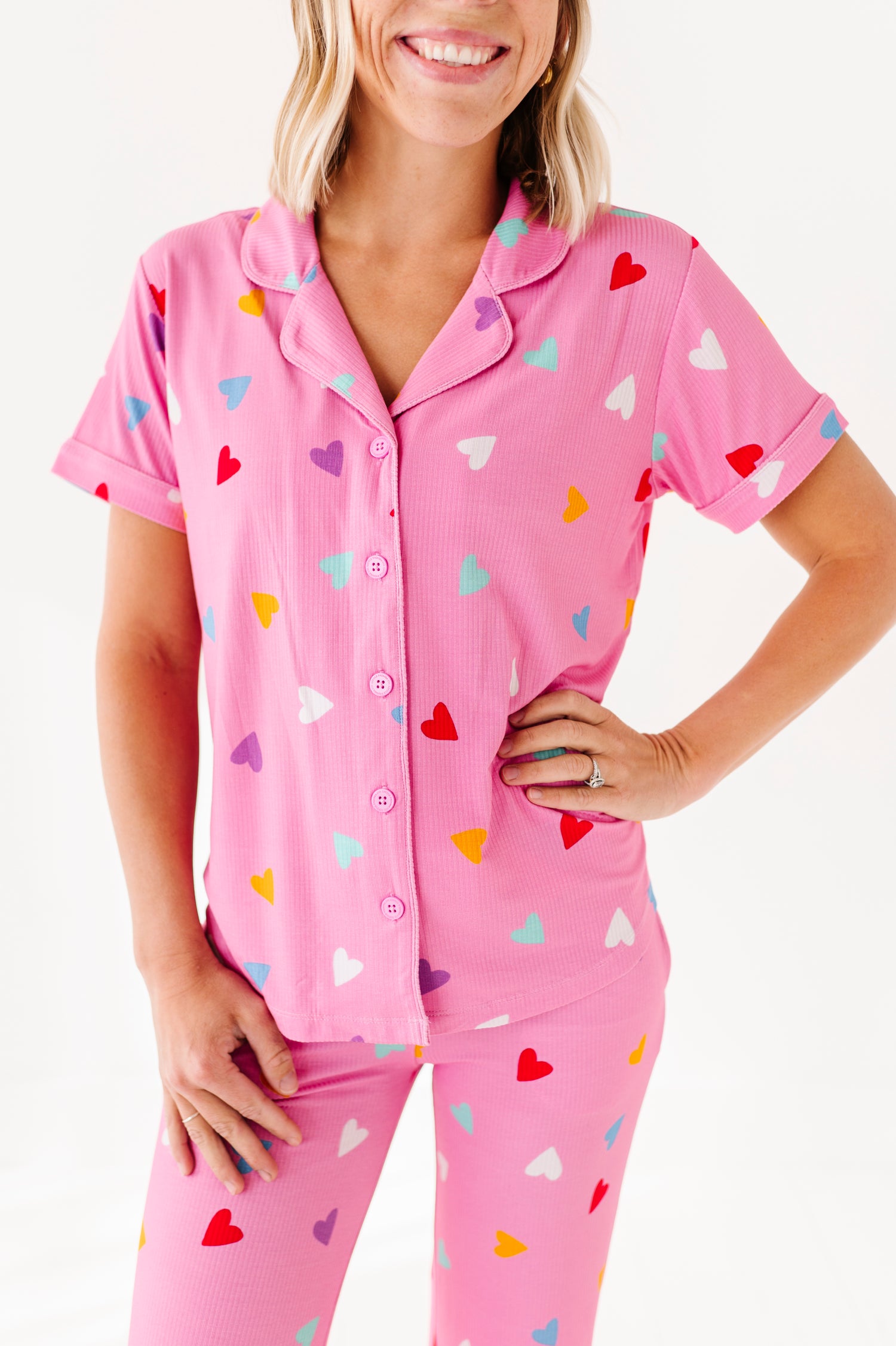 Colorful Hearts Ribbed Women's Flare Set