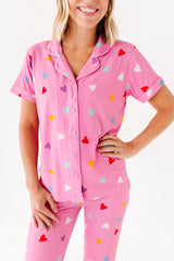 Colorful Hearts Ribbed Women's Flare Set