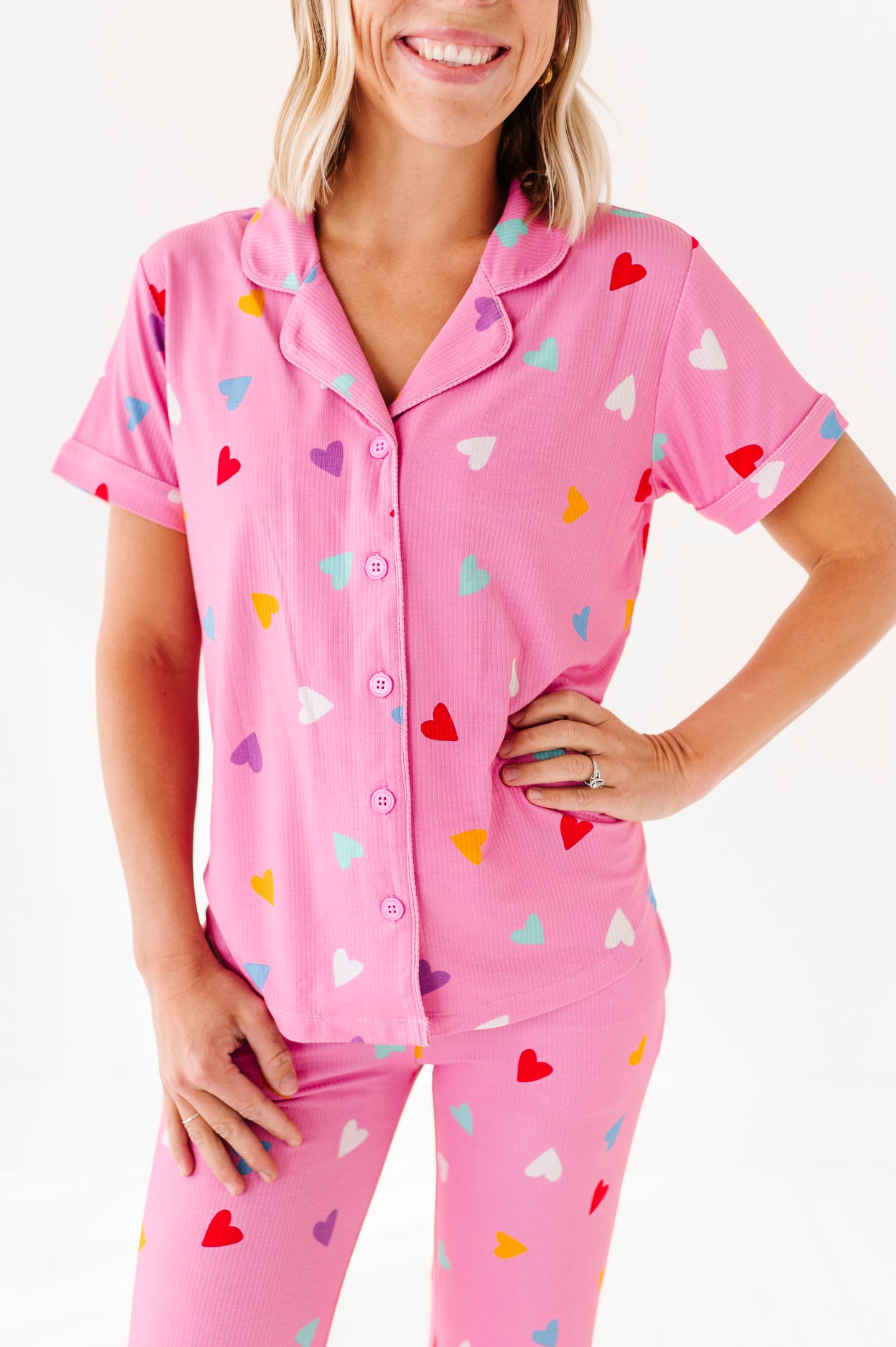 Colorful Hearts Ribbed Womens Flare Set