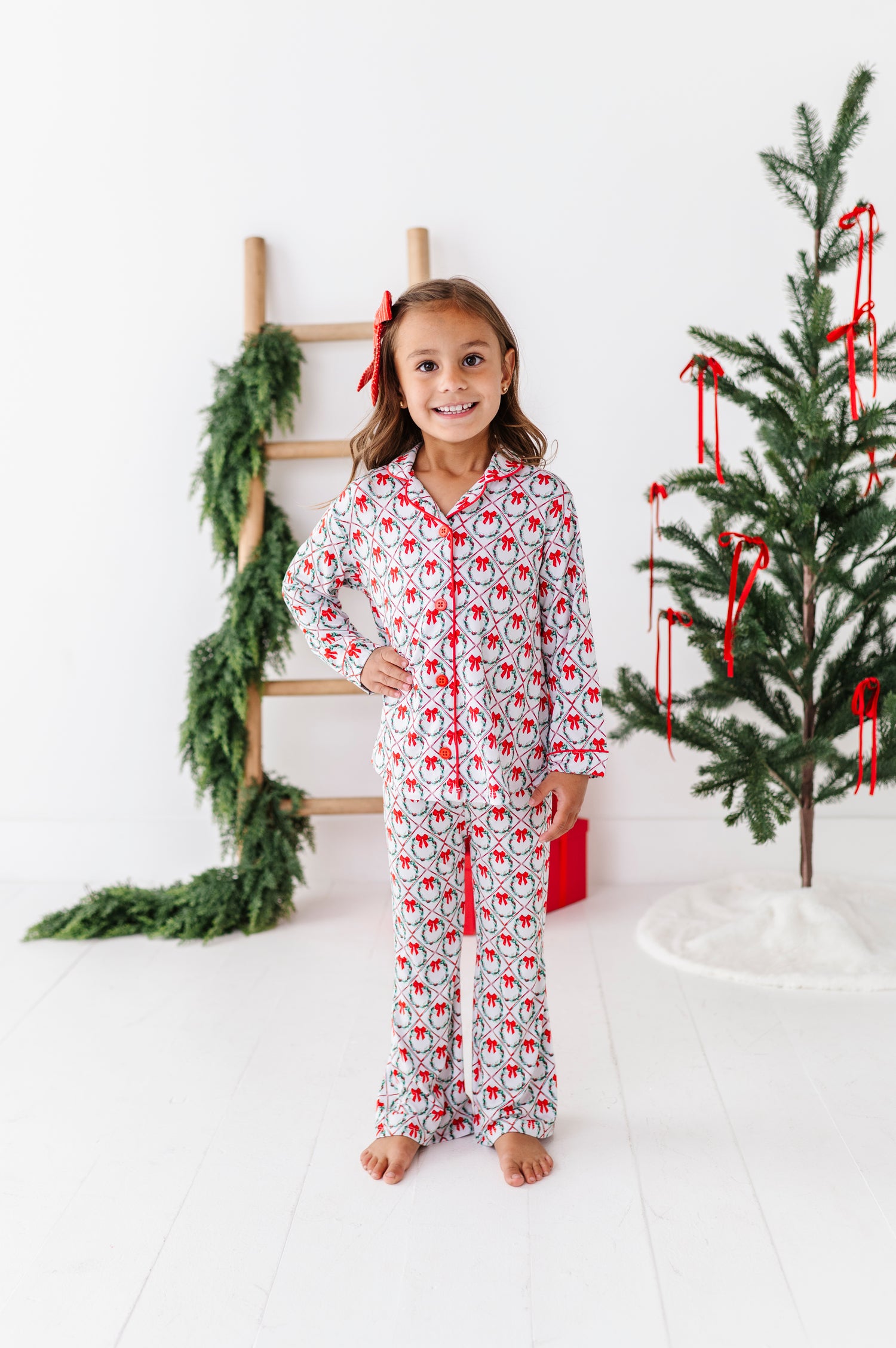 Holiday Wreaths Girls Flare Lounge Set