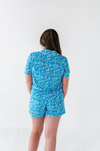 Load image into Gallery viewer, Blue Base Flowers Button Down Women&#39;s Short Set

