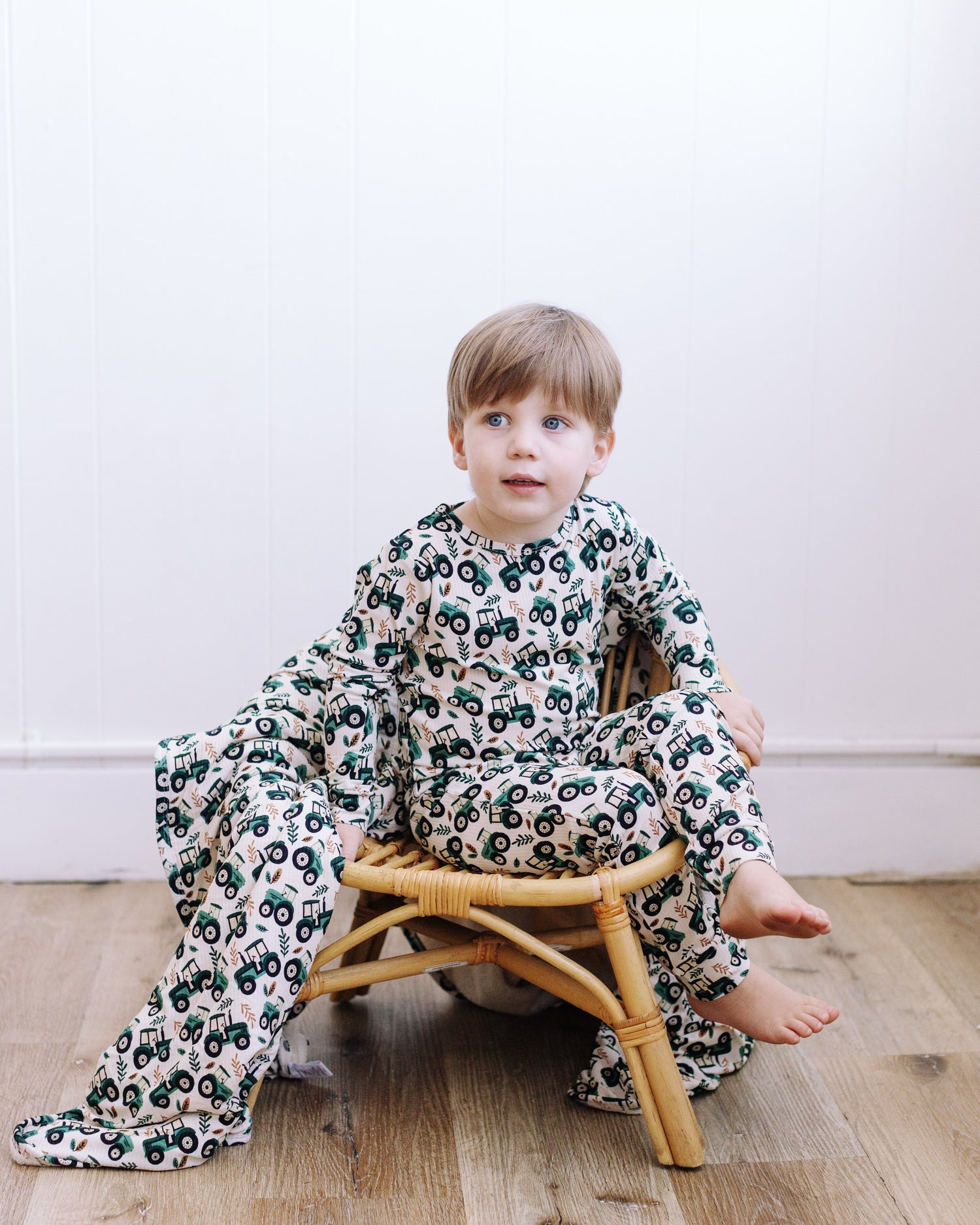 Green Tractor Two Piece Pajama Set