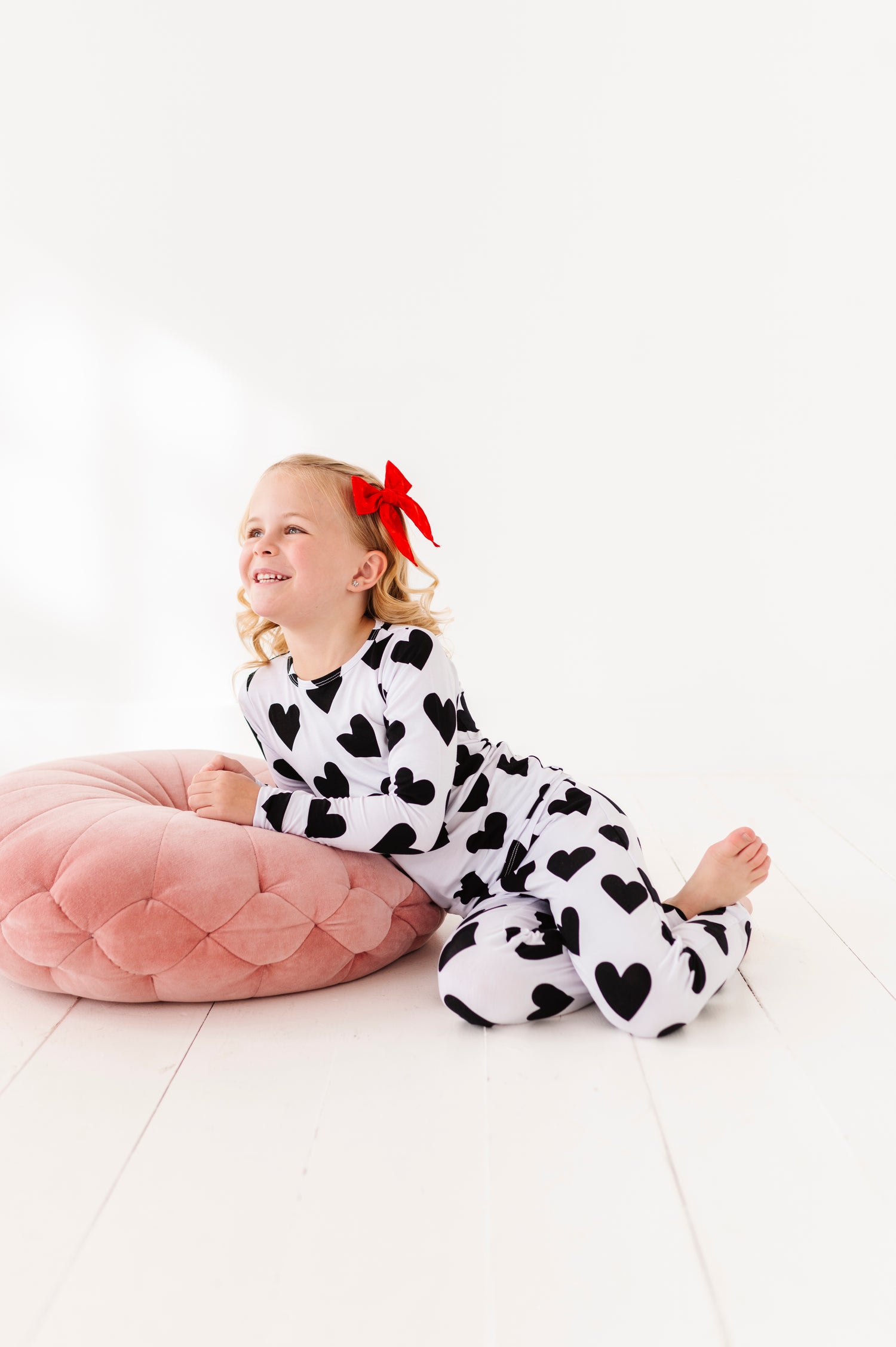 Black Heart Two-Piece Pajama Set