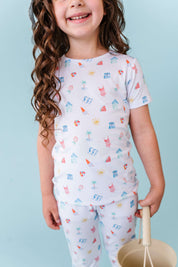 Beach Scene Two Piece Pajama Set