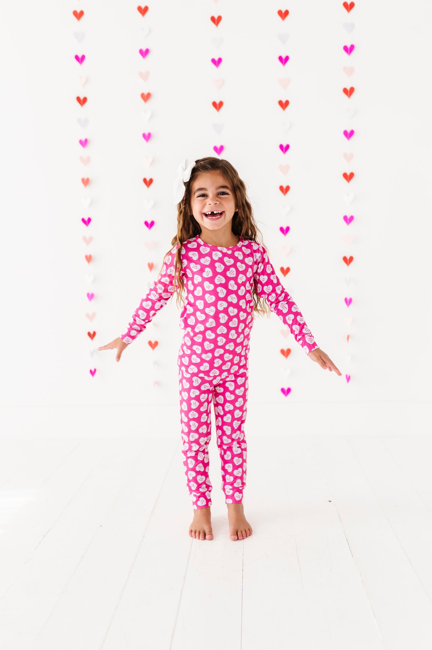 Pink Affirmation Heart Two Piece Long Pajama Set