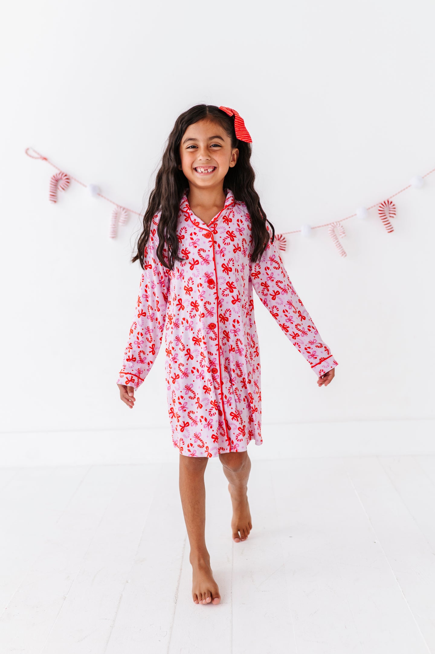 Candy Cane Girls Button Down Gown