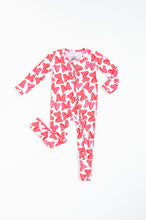 Load image into Gallery viewer, Red Bow convertible foot Onesie
