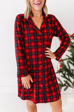 Load image into Gallery viewer, Classic Red Plaid Women&#39;s Button Down Gown
