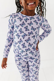 Purple Butterfly Two Piece Pajama Set