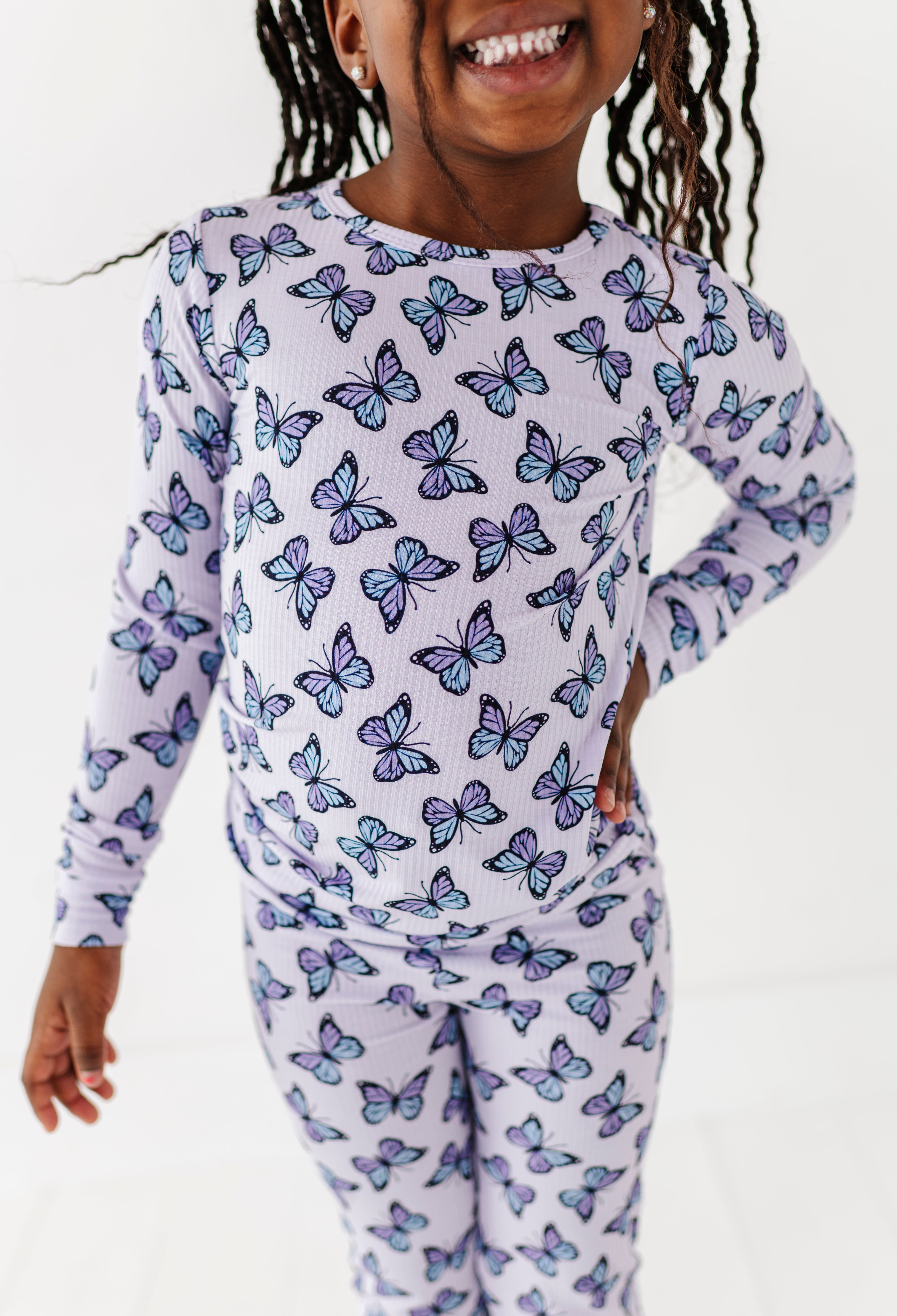 Purple Butterfly Two Piece Pajama Set