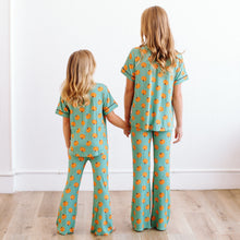 Load image into Gallery viewer, Ribbed Green Pumpkin Girls Flare Lounge Set
