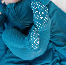 Load image into Gallery viewer, Blue Ribbed footed Onesie
