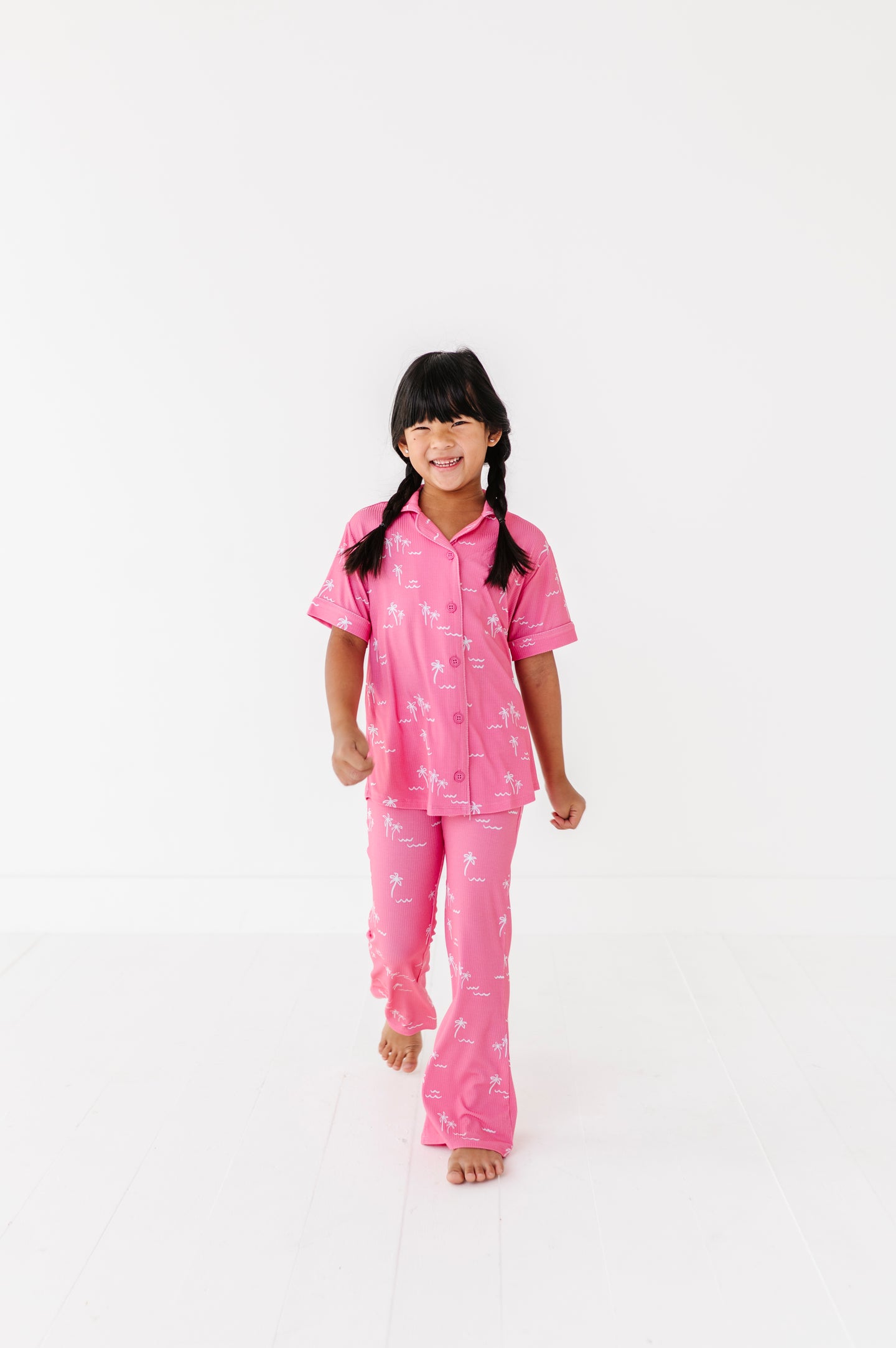 Pink Palm Girls Flare Set