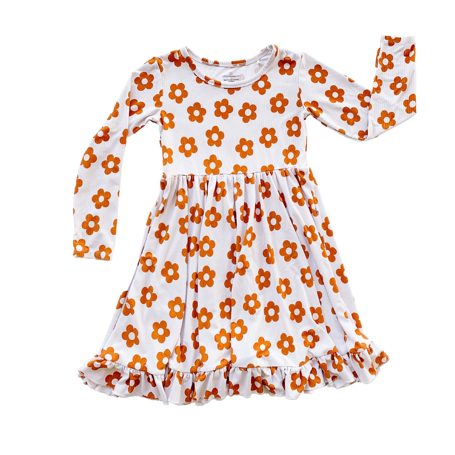 Tan Floral Ribbed Dress