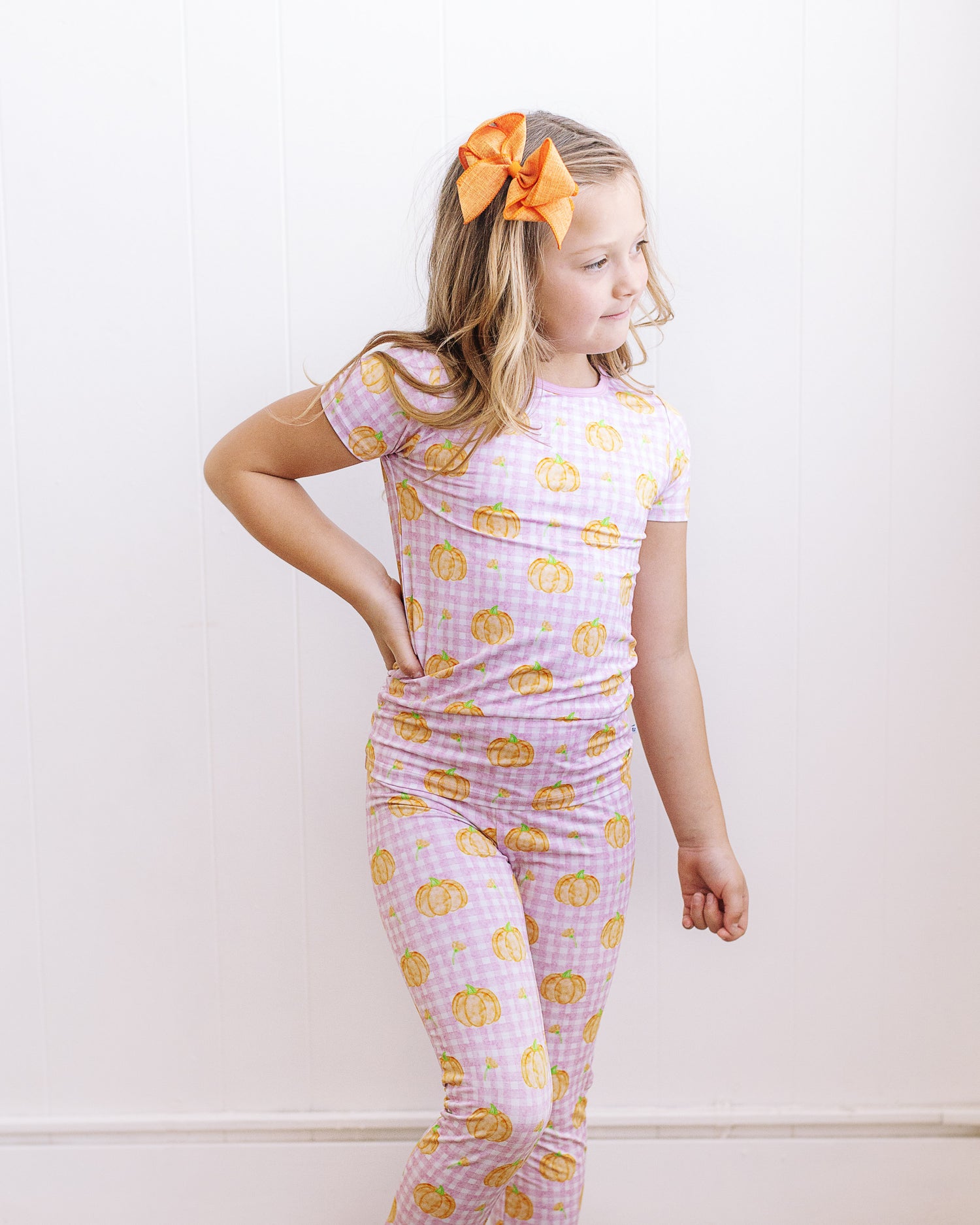 Pink Gingham Pumpkin Two Piece Set