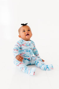 Ribbed Plane and Clouds Convertible Onesie